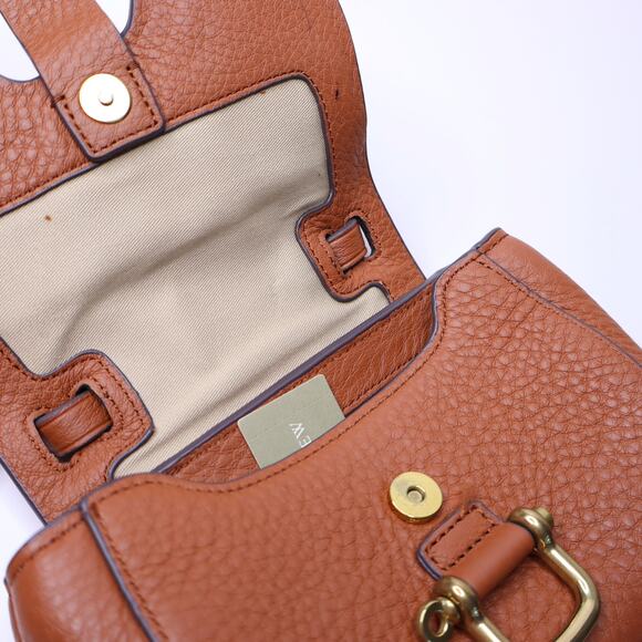 J. CREW Rider Mini Bag Roasted Chestnut Italian Leather Saddle Crossbody Strap - Picture 5 of 9